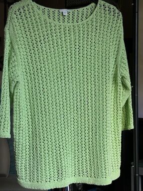 J. Jill Mint Open-Knit Crewneck Sweater